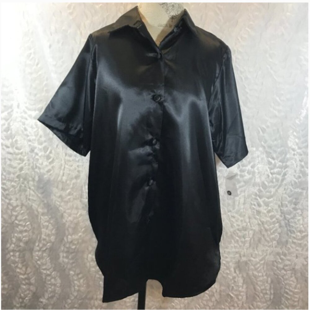 Vintage Goth Romantic Black Sexy button up blouse lagenlook 80's